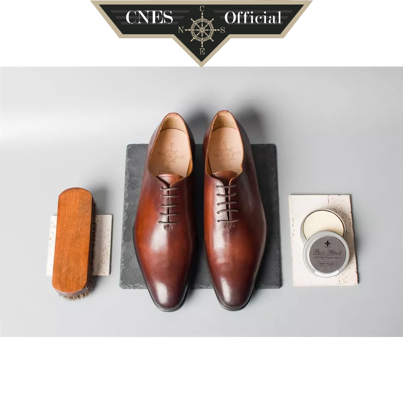 Giày Da Nam Kiểu Dáng Oxford Khâu Thủ Công Chất Liệu Da Bê Cao Cấp Thương Hiệu CNES (M 1949)