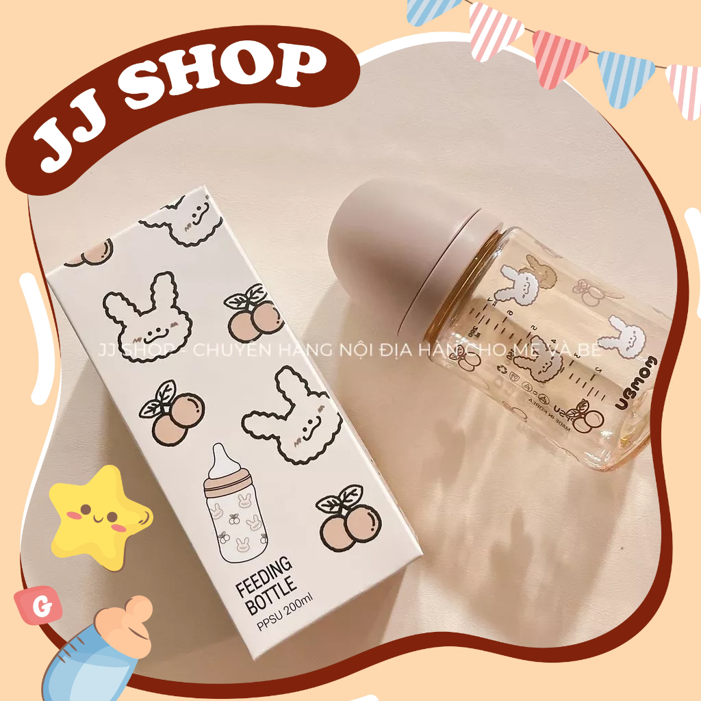 Bình Sữa UBMOM Nội Địa Hàn Quốc Chất Liệu PPSU2 Cao Cấp Dung Tích 200ml / 280ml Cho Bé