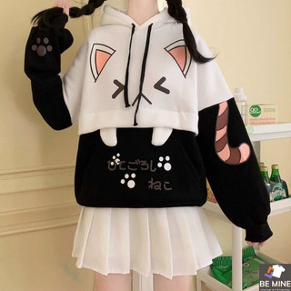 Áo Hoodie Nón Chui Trùm Đầu Nữ Nam Unisex Chất Vải Nỉ Poly Mèo Răng Nanh WAH073