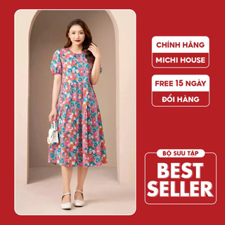 Đầm Babydoll Dáng Suông Dài Michi House Váy Xuông Dáng Dài Qua Gối Bồng Bềnh Họa Tiết Hoa Nhí Vintage Freesize V460