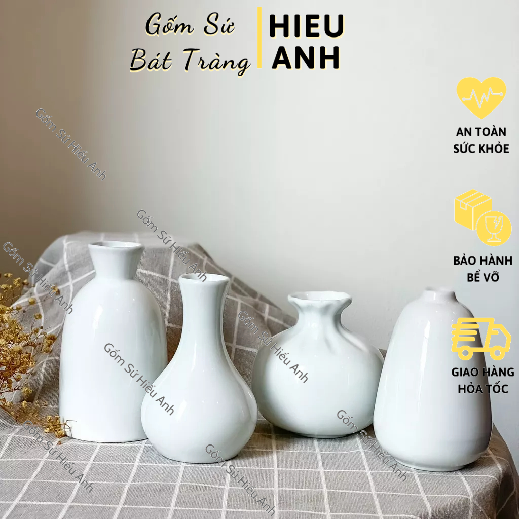Lọ Hoa MIni Màu Pastel Decor Gốm Sứ Bát Tràng, Bình Hoa Nhỏ Xinh Trang Trí Để Bàn Học, Bàn Làm Việc Nhiều Mẫu Mã