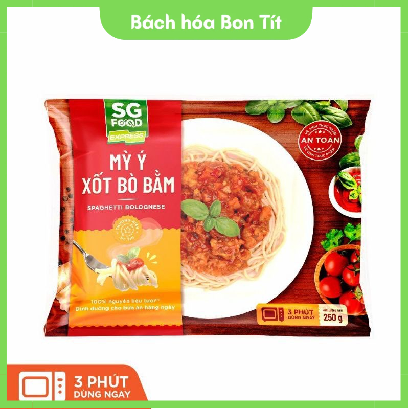 Mỳ Ý Sốt Bò Bằm SG Food 250g, Mì Spaghetti Ăn Liền