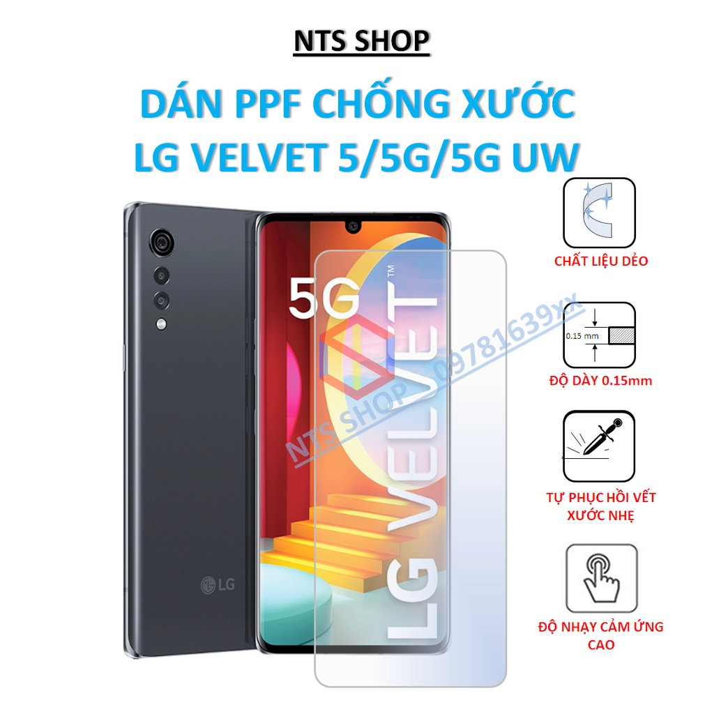 Dán PPF chống xước màn hình trước, sau, camera LG Velvet / 5g/ 5g UW