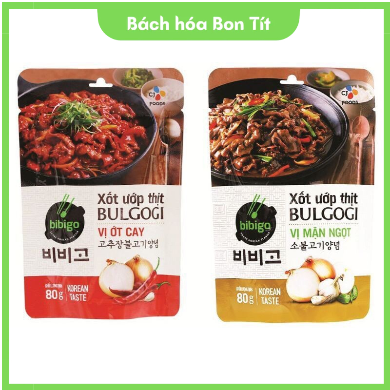Sốt Ướp Thịt Nướng Hàn Quốc Bibigo, Xốt Ướp Thịt Vị Mặn Ngọt Vị Cay 80g