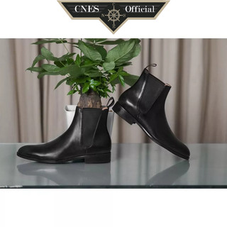 Giày boots nam cao cổ đế cao su kiểu dáng chelsea thời trang da bê cao cấp thương hiệu cnes