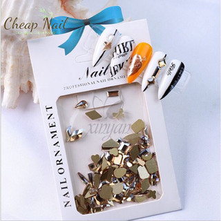 Đá khối chân bằng mix size 100 viên, Trắng, AB, Vàng- Cheap nail