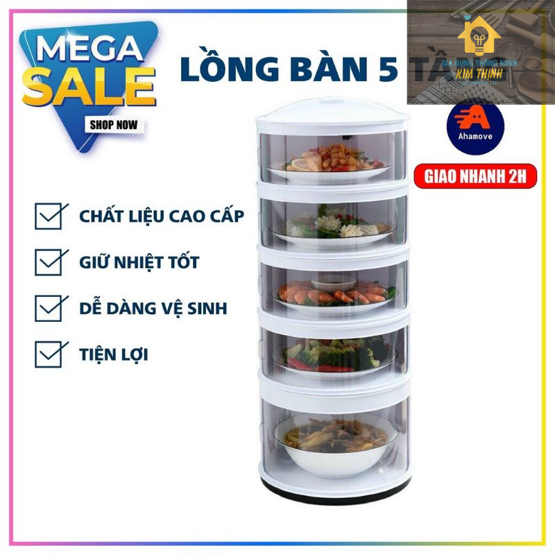 LỒNG BÀN GIỮ NHIỆT 5 TẦNG CHỐNG BỤI BẨN, HỘP ĐỰNG THỨC ĂN CHỐNG CÔN TRÙNG ĐA NĂNG
