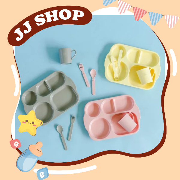 Set 3 Món Khay Ăn Dặm, Muỗng Nĩa, Cốc BonBon Daily Like Bột Ngô Nội Địa Hàn Quốc Cho Bé