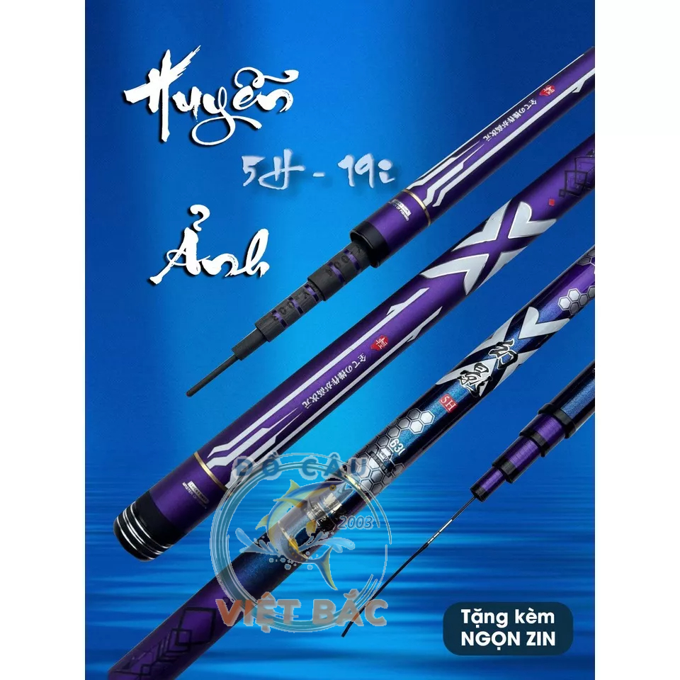 Cần câu tay Huyền Ảnh 2023 độ cứng 5H chuyên đánh cảm giác gẩy rô diếc cao cấp tặng ngọn phụ Đồ Câu Việt Bắc