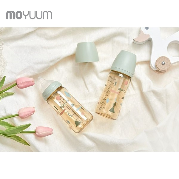 Bình sữa MOYUUM nhựa PPSU 270ml núm 2-5m phiên bản Mây xanh