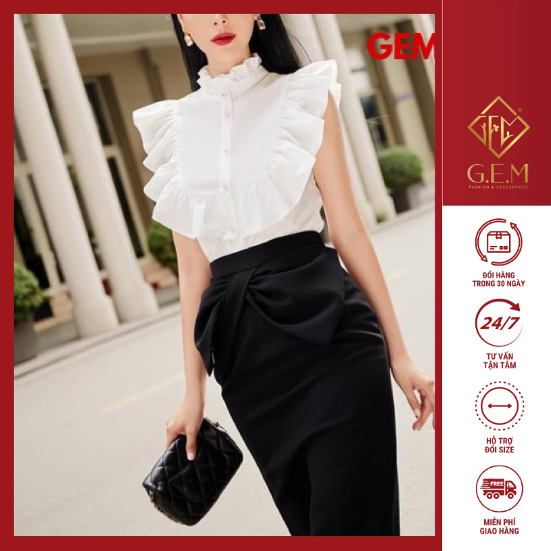 Áo sơ mi sát nách cổ bèo G188 chất liệu đẹp, kiểu dáng nữ tính, đi học hay thời trang công sở đều hợp - GEM Fashion