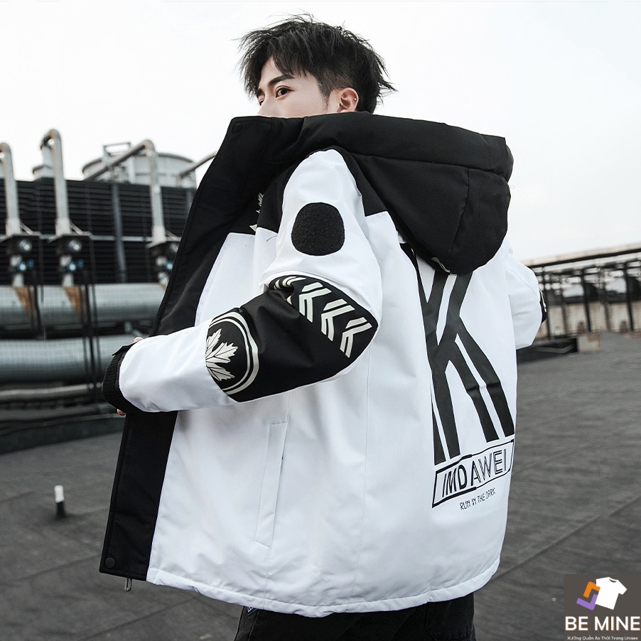 Áo Khoác Nỉ Nam Dài Tay Khóa Kéo Có Mũ Trùm Họa Tiết Chữ K BEMIEnam MEN JK 034