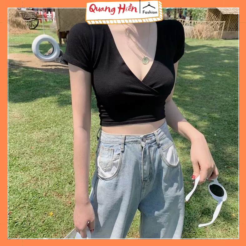 Áo kiểu nữ croptop cổ tim MS34