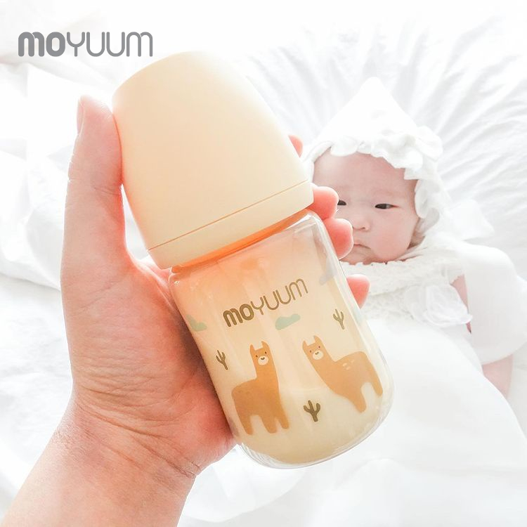 Bình sữa MOYUUM nhựa PPSU 170ml núm 0-3m phiên bản Lạc đà vàng