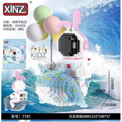 (Cao 25-30cm) Hộp lắp ráp xếp hình 3D phi hành gia cưỡi cá heo cầm bóng (3200-4200+ mảnh ghép)