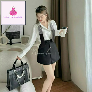 Set 3 món big size áo sơ mi phối khăn choàng kèm quần sort sang chảnh đi dạo phố