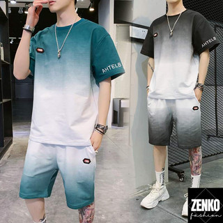 Bộ Quần Áo Thun Thể Thao Nam Mùa Hè Ngắn Tay Phối Màu Loang Dáng Hiphop Trẻ Trung Sành Điệu Zenkonam QA NAM 086
