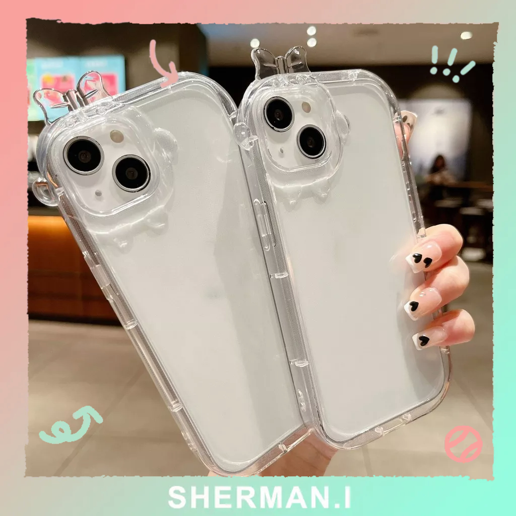 Ốp lưng iphone nơ camera hình vuông trong suốt 6/7/8Plus/Xsmax/11/12/13ProMax-SN