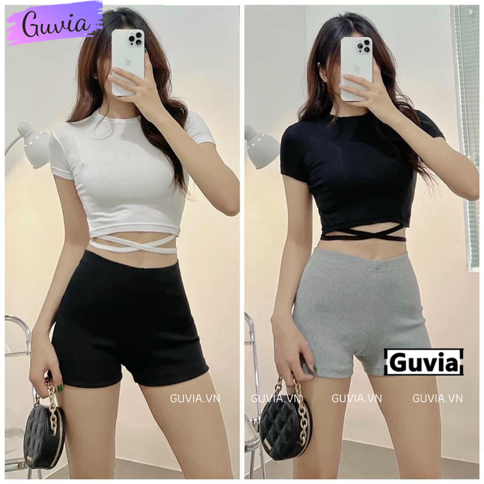 Quần Đùi BIKER SHORT Nữ Tập Gym, Yoga Siêu Ôm Nâng Mông Vải Gân Co Giãn Tốt GUVIA | BigBuy360 - bigbuy360.vn