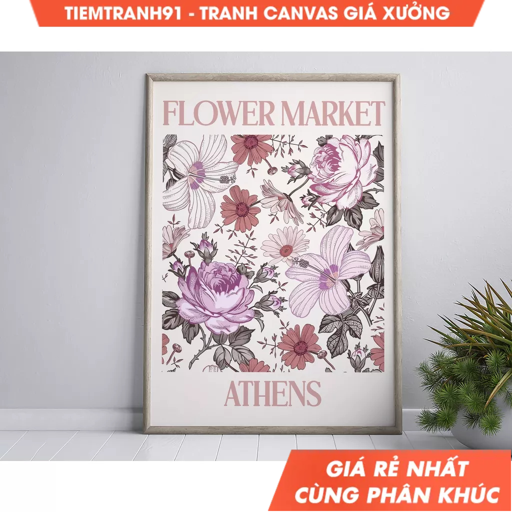 Tranh treo tường, Athens Poster, Flower Market, Greece Travel Poster, Maximalist Decor, Eclectic Gal