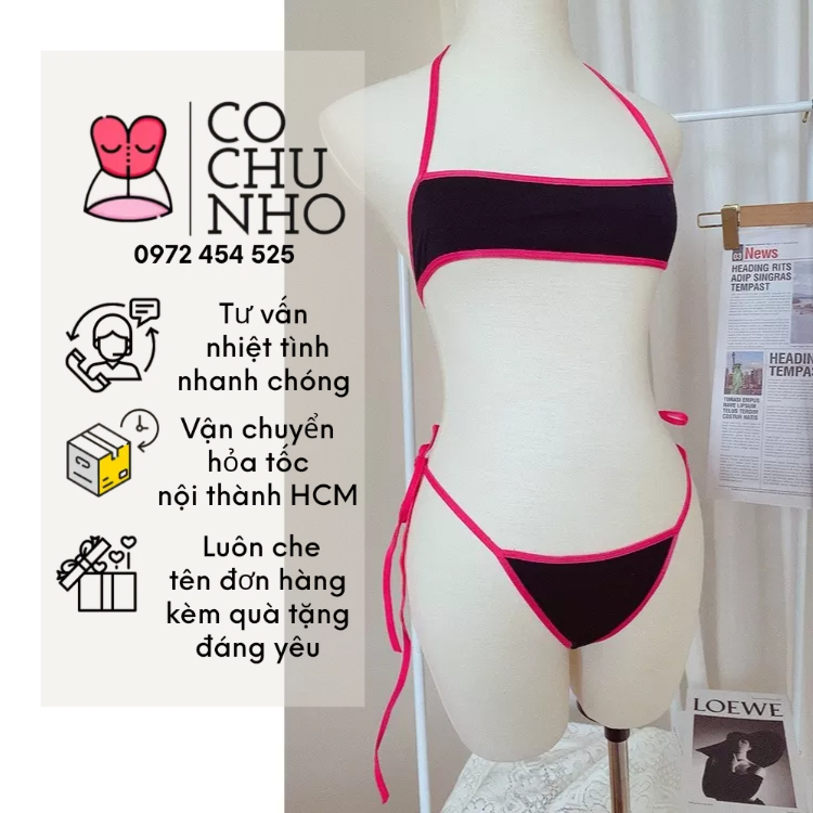 DƯỚI 100kg - BK034 - Set áo kèm chíp sexy - Bộ đồ lót lọt khe bikini hai mảnh vải cotton mềm - cochunhoquan11 | BigBuy360 - bigbuy360.vn