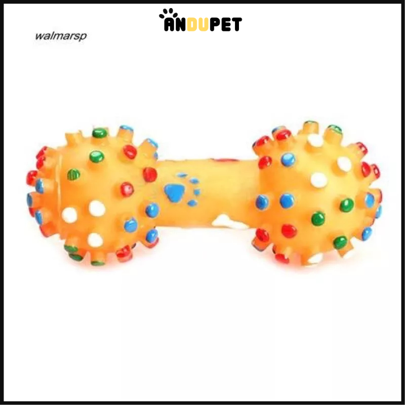 Xương gặm cao su kêu bíp bíp hình quả tạ, đồ chơi cho chó mèo