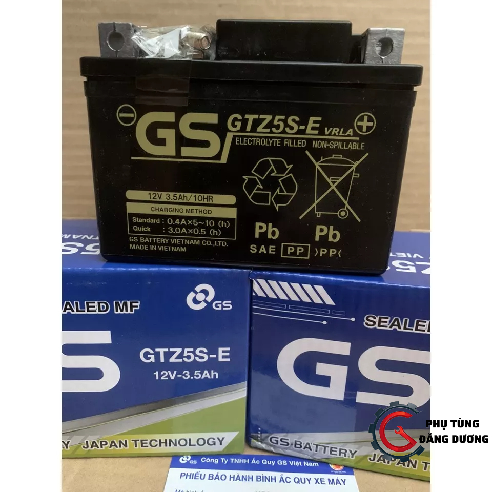 Ắc quy khô GS GTZ5S E 3,5Ah Wave RS Rsx Rsv S, Nouvo456, Airblade110, Hayate X-Bike SKY Exciter Luvias Cub acquy Yuasa