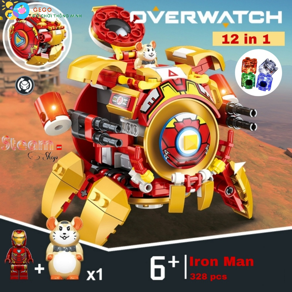(Iron Man 12in1) Đồ Chơi Lắp Ráp Cho Bé Kiểu LEGO Wrecking Ball Hamster Nhân Vật Siêu Anh Hùng Anvengers IronMan