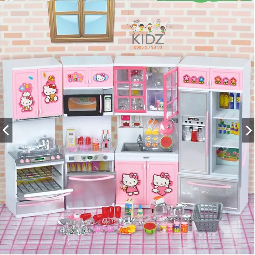 Bộ đồ chơi nấu ăn nhà bếp cỡ lớn siêu đẹp Hello Kitty màu hồng dễ thương