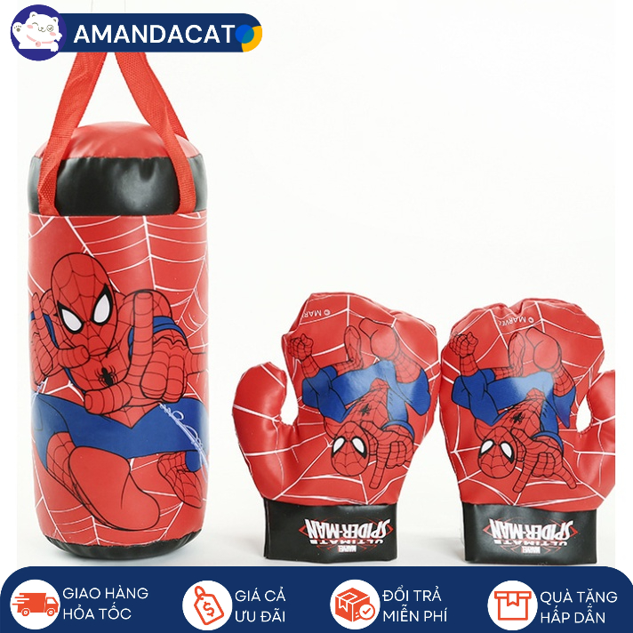 Bộ Đấm bốc spider man cho trẻ - Bộ Boxing cho bé TẶNG kèm bao tay đấm bốc cho bé