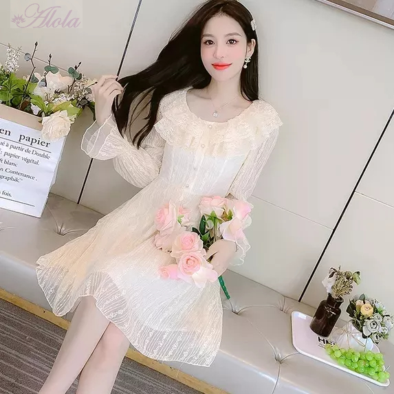 Đầm nữ/đầm dạ hội/đầm dự tiệc cổ ren mùa thu