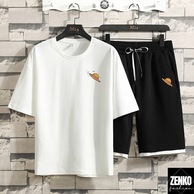 Bộ Quần Áo Thun Nam Thời Trang In Họa Tiết Mũ Rơm Cá Tính Năng Động Zenkonam MEN QA 082C W
