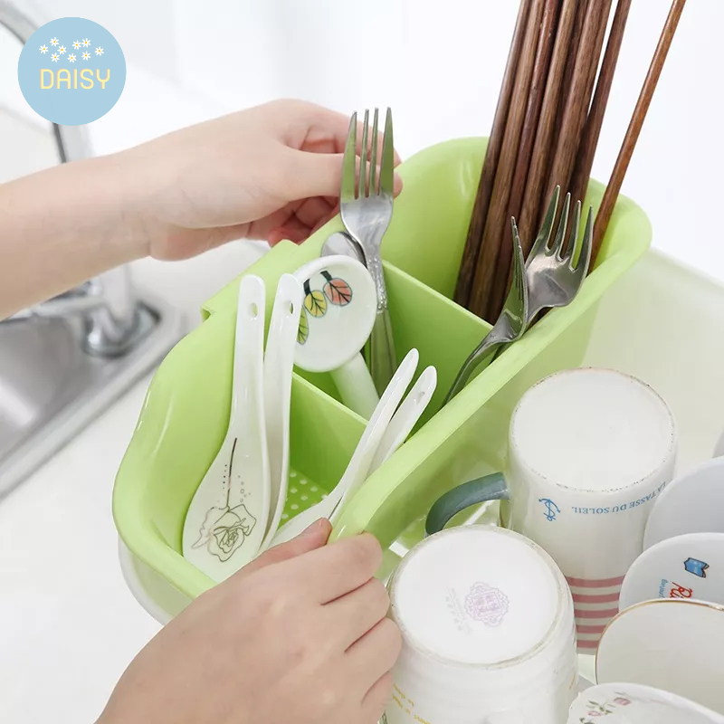 Kệ Đựng Chén Bát Nhựa 2 Tầng Đa Năng Có Khay Thoát Nước Thông Minh
