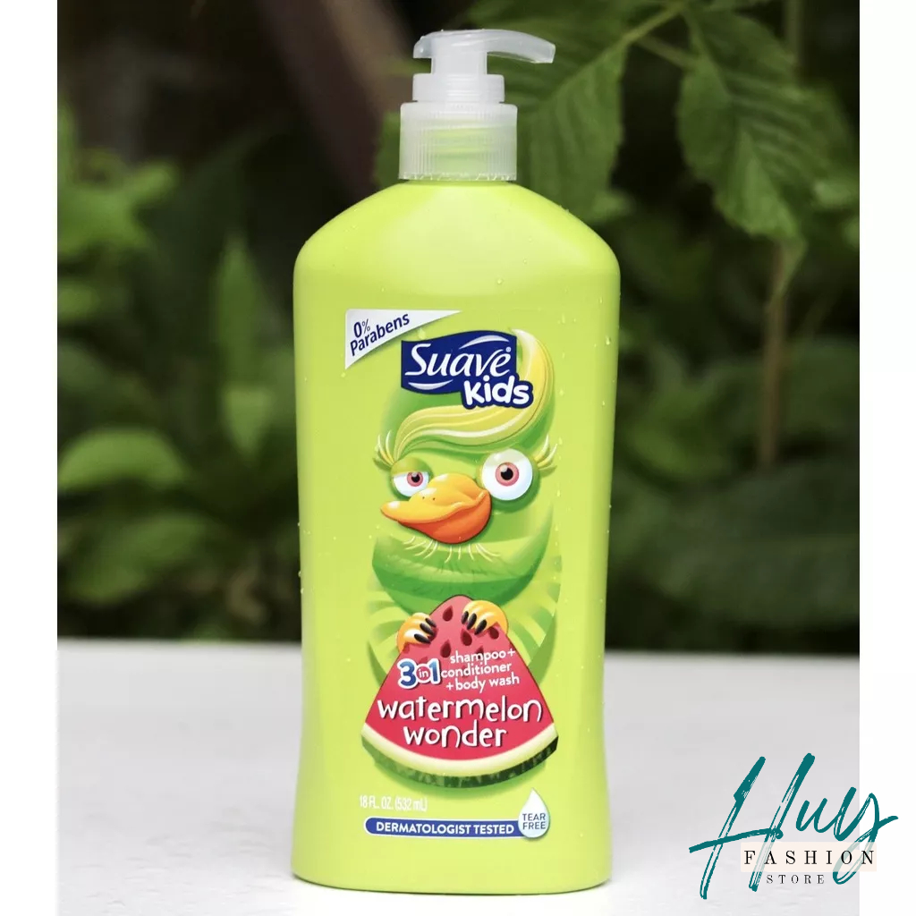Sữa Tắm Gội Xả Cho Bé SUAVE KIDS 3 IN 1 Hương Táo/ Dưa Hấu 532ml/1.18L | Dầu tắm gội suave kid 2in1 hương dâu 532ml