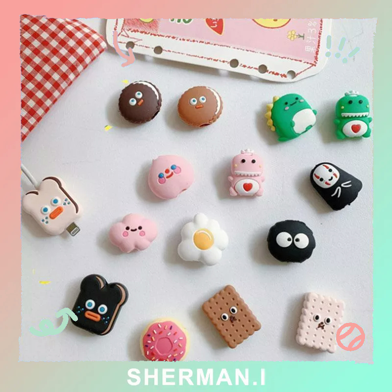 Vỏ bảo vệ cáp dữ liệu Bánh mì dễ thương Đám mây Quái vật nhỏ Phim hoạt hình-SN