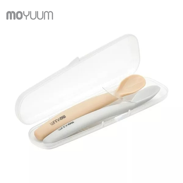 Muỗng ăn dặm MOYUUM silicone cao cấp cho bé từ 6m