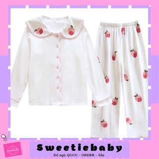 Set bộ pijama xô muslin quả đào