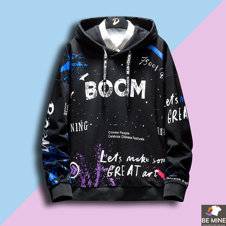 Áo Hoodie Nón Chui Trùm Đầu Nữ Nam Unisex Chất Vải Nỉ Poly Boom WAH046