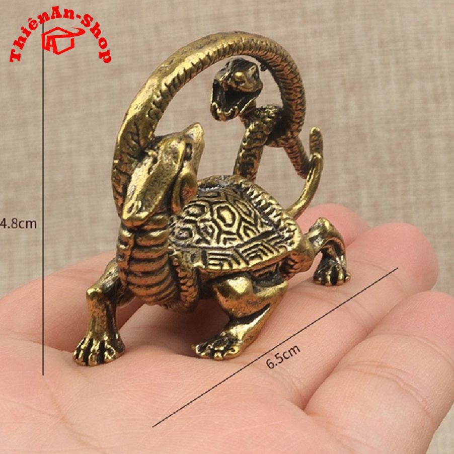 Tượng Huyền vũ bằng đồng thau MINI - vật phẩm phong thủy - phụ kiển tiểu cảnh, bày bàn làm việc, chặn giấy, quà tặng...