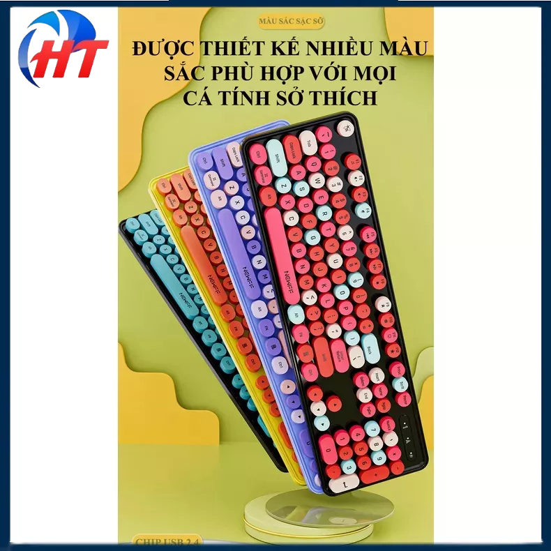 Bộ bàn phím chuột không dây EF128 kết nối bằng chip USB 2.4GHz với nhiều màu sắc bắt mắt.