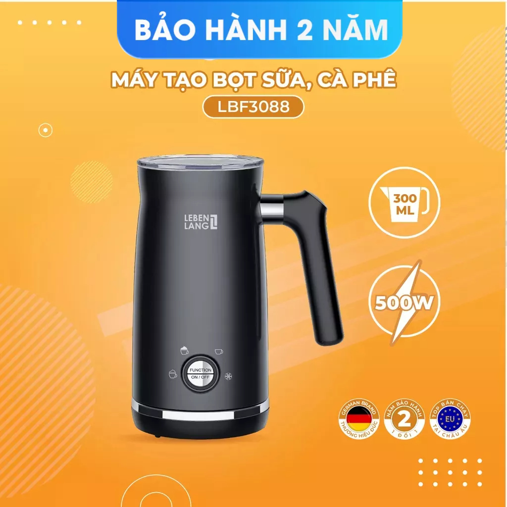 Máy tạo bọt sữa, cà phê Lebenlang LBF3088 gồm 4 chế độ nóng lạnh, thương hiệu Đức, bảo hành 2 năm