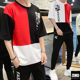 Combo 02 Bộ Quần Áo Thun Nam Ngắn Tay Quần Dài Họa Tiết Ô Vuông Cách Điệu Fashion Phối Ba Màu Nổi Bật Zenko 2MEN QA 068