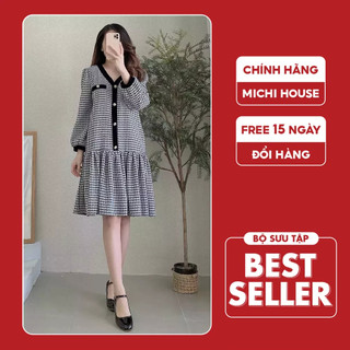 Đầm Suông Dáng Xuông Rộng MICHI House Váy Dạ Xuông Thiết Kế Dài Tay Cổ V Thu Đông Freesize Mặc Bầu Xinh V327
