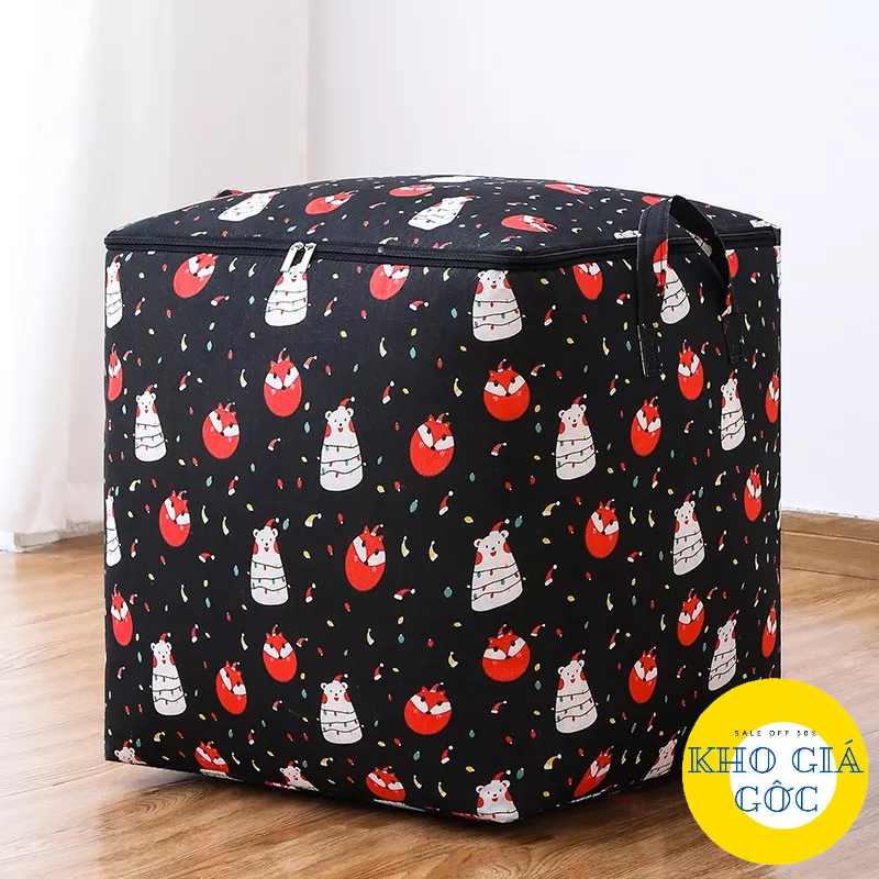 TÚI ĐỰNG QUẦN ÁO CHĂN MÀN CÓ KHOÁ KÉO HÌNH NGỘ NGHĨNH SIZE 100L KHOGIAGOC