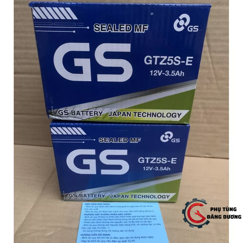 Ắc quy khô GS GTZ5S E 3,5Ah Wave RS Rsx Rsv S, Nouvo456, Airblade110, Hayate X-Bike SKY Exciter Luvias Cub acquy Yuasa