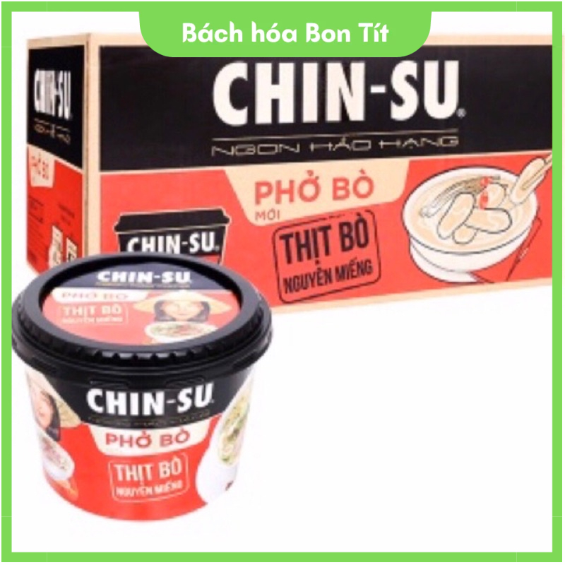 Phở Bò Chinsu Hộp Thịt Thật Thùng 12 Tô, Miến Gà, Phở Gà, Hủ Tiếu Chinsu
