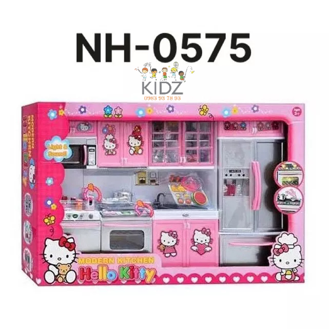 (4 khoang - 51 chi tiết) Bộ đồ chơi nấu ăn nhà bếp cỡ lớn siêu đẹp Hello Kitty màu hồng dễ thương