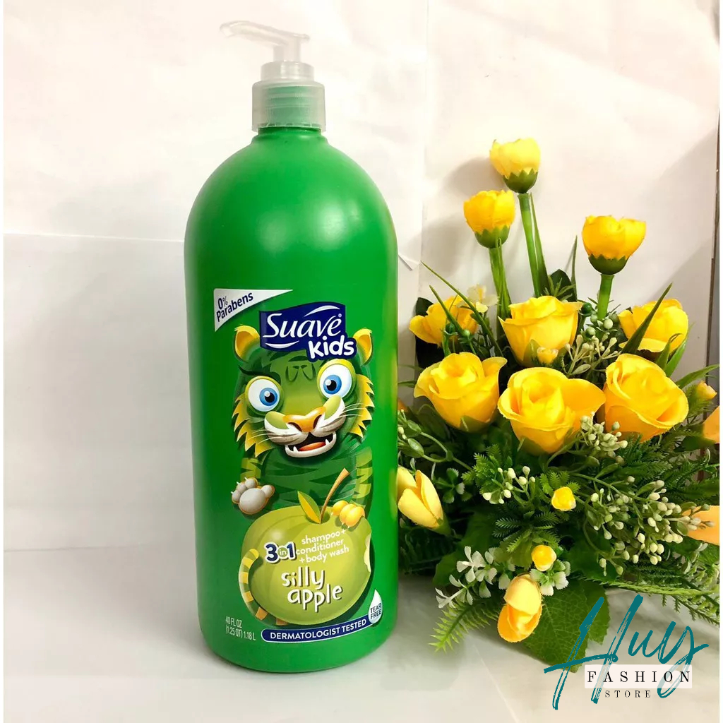 Sữa Tắm Gội Xả Cho Bé SUAVE KIDS 3 IN 1 Hương Táo/ Dưa Hấu 532ml/1.18L | Dầu tắm gội suave kid 2in1 hương dâu 532ml