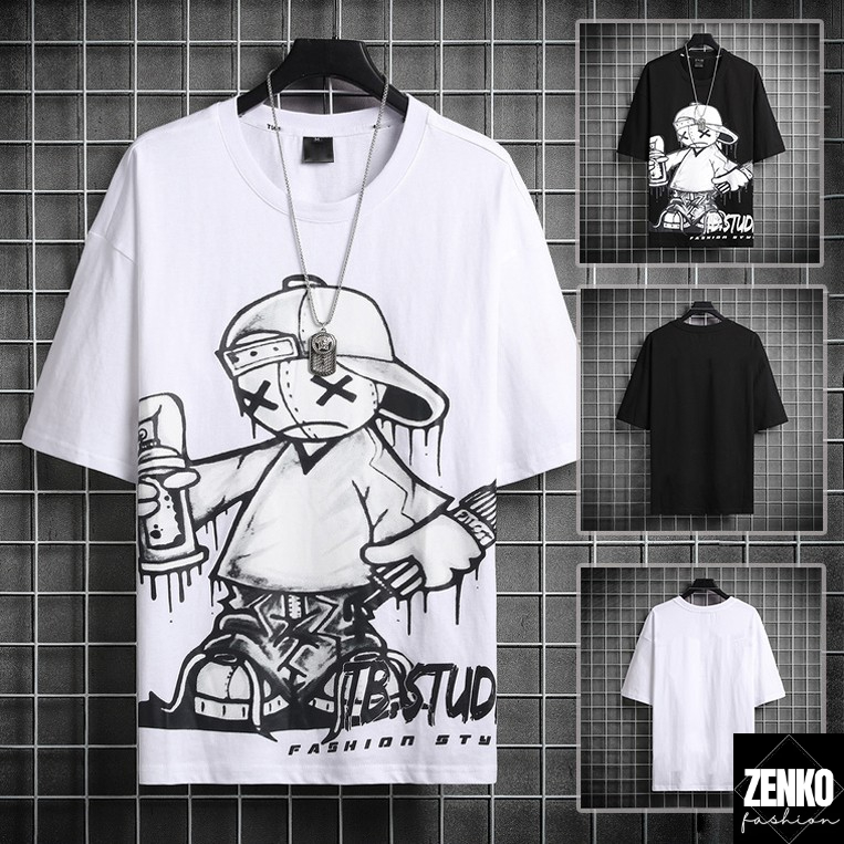 Áo Thun Thời Trang In Họa Tiết Cậu Bé Cầm Bình Sơn Kèm Chữ Fashion Style Tinh Tế Zenkonam MEN TOP 200