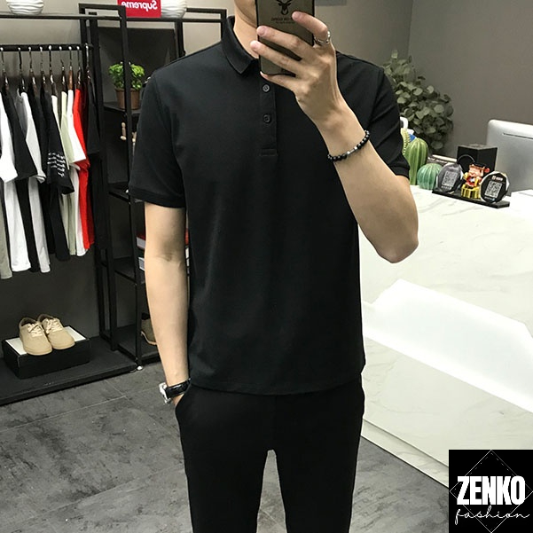 Áo Polo Nam Trơn Văn Phòng Trẻ Trung In Họa Tiết Chữ Phong Cách Basic Tinh Tế Zenkonam MEN TOP 241